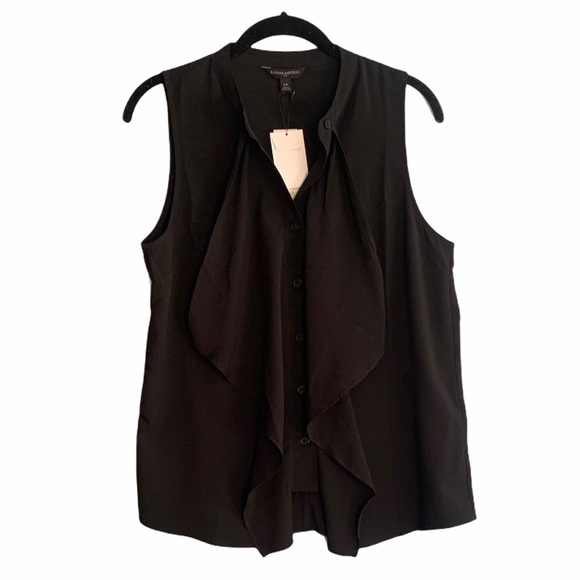 Banana Republic Tops - Banana Republic Black Petite Ruffle Tank Top NWT Size Small Petite